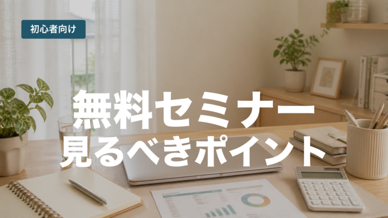 無料マネーセミナーの申込前に見る6つの確認点を解説する記事のアイキャッチ